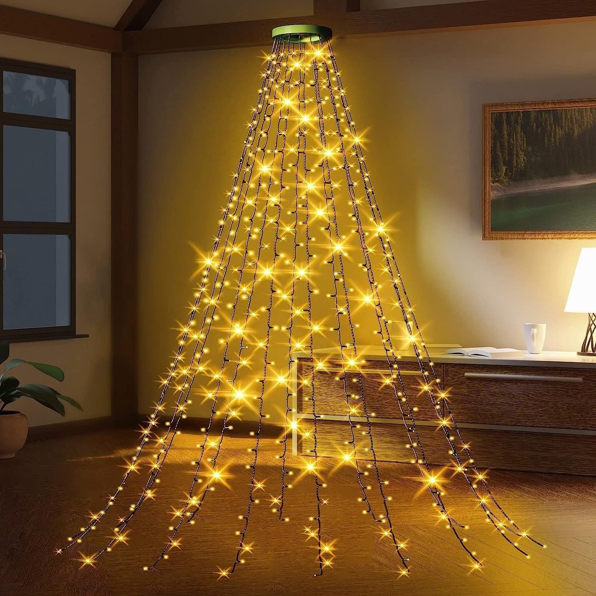 Waterproof Christmas Tree Waterfall Lights with Ring
