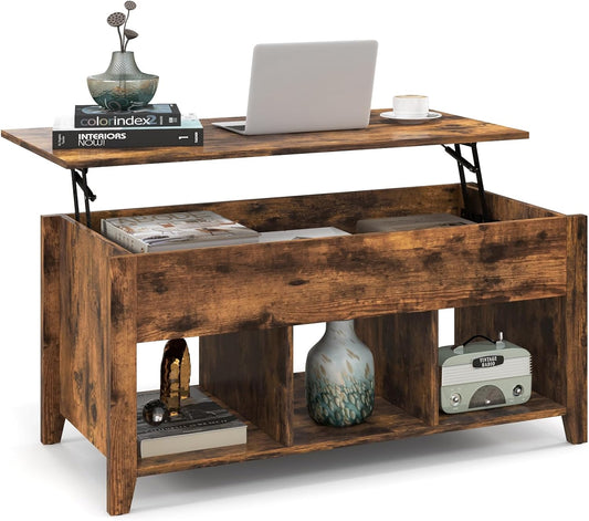 C-Tavolino da caffè con piano sollevabile e contenitore nascosto