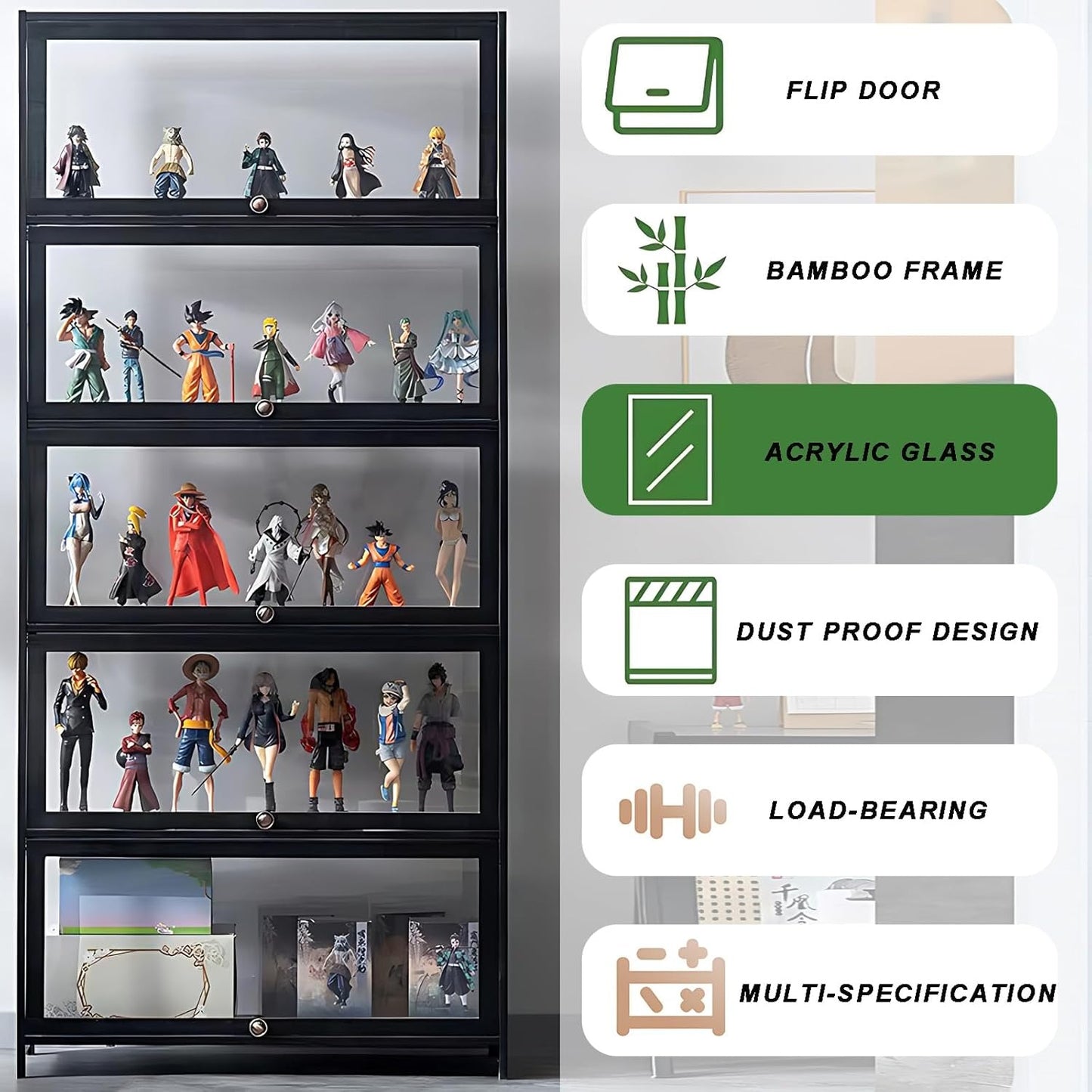 A-Vitrinekast met 5 planken 📚✨ en deur van acrylglas