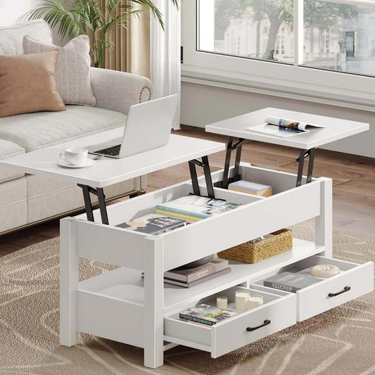 Verstelbare houten bijzettafel met lade en opbergvak