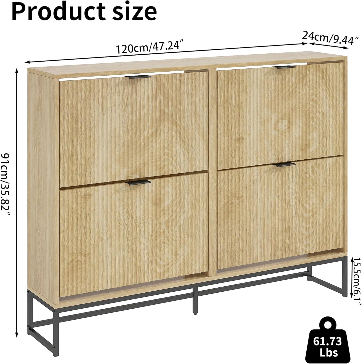 A-Houten schoenenkast met kantelbare laden