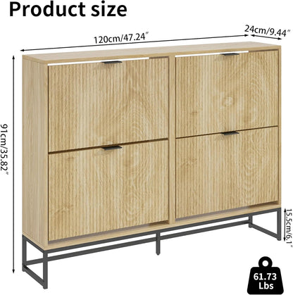 A-Houten schoenenkast met kantelbare laden