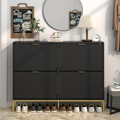 A-Houten schoenenkast met kantelbare laden