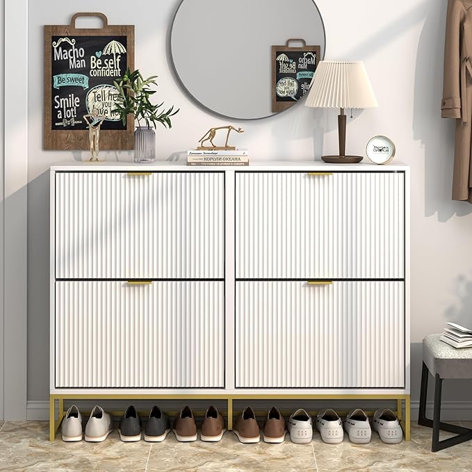 A-Houten schoenenkast met kantelbare laden