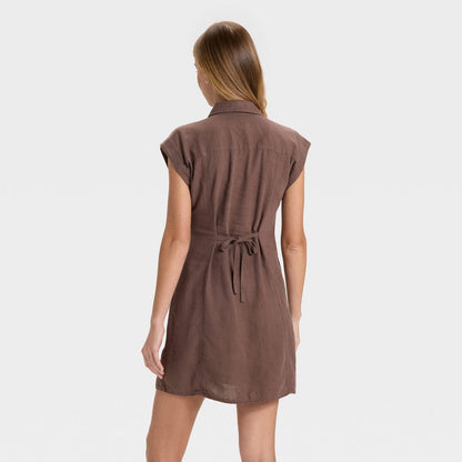 Women's Short Sleeve Mini Shirtdress