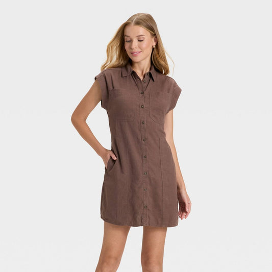 Mini abito-camicia a maniche corte da donna