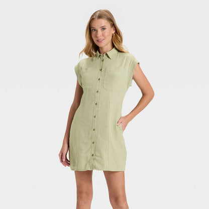 Women's Short Sleeve Mini Shirtdress