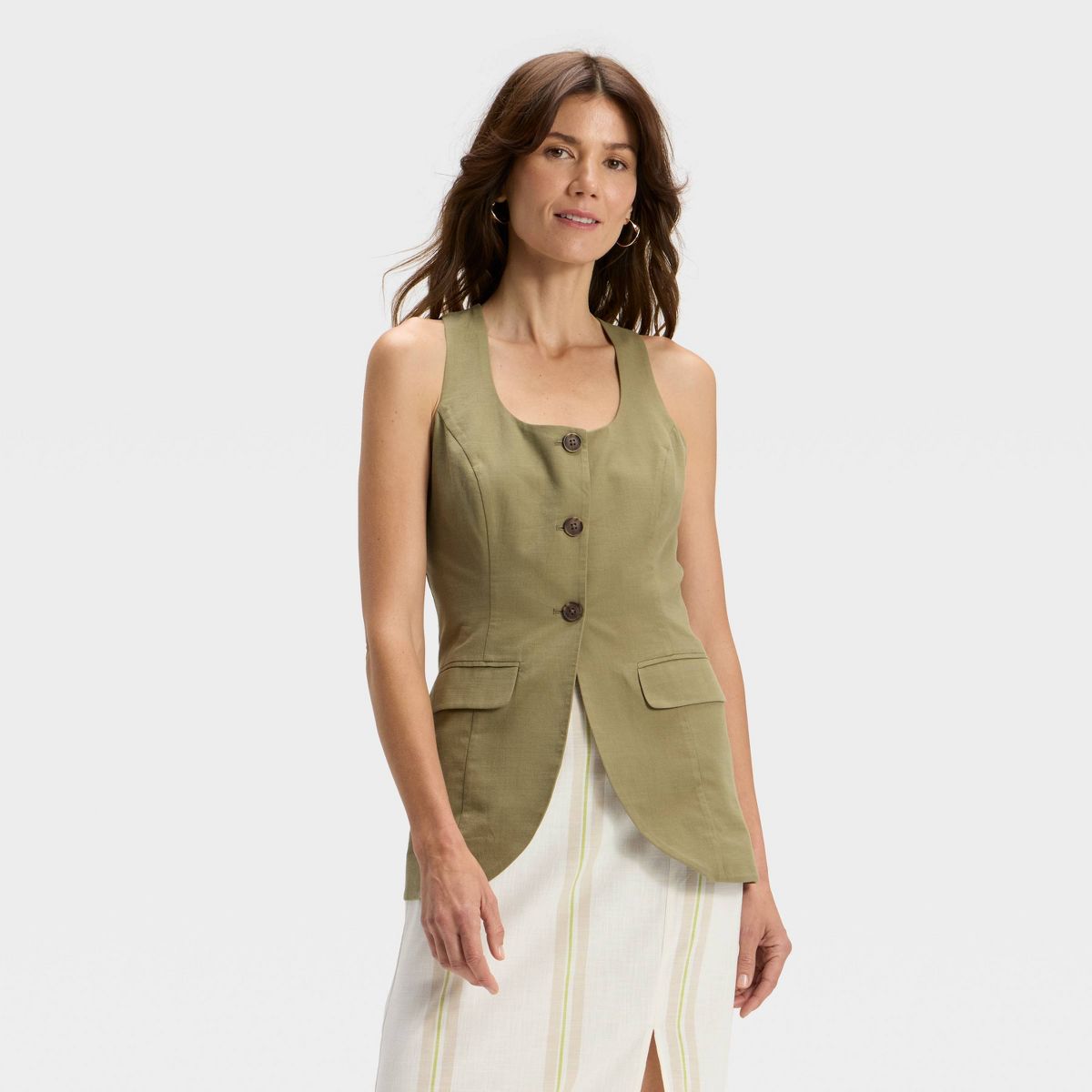 Gilet in misto lino da donna