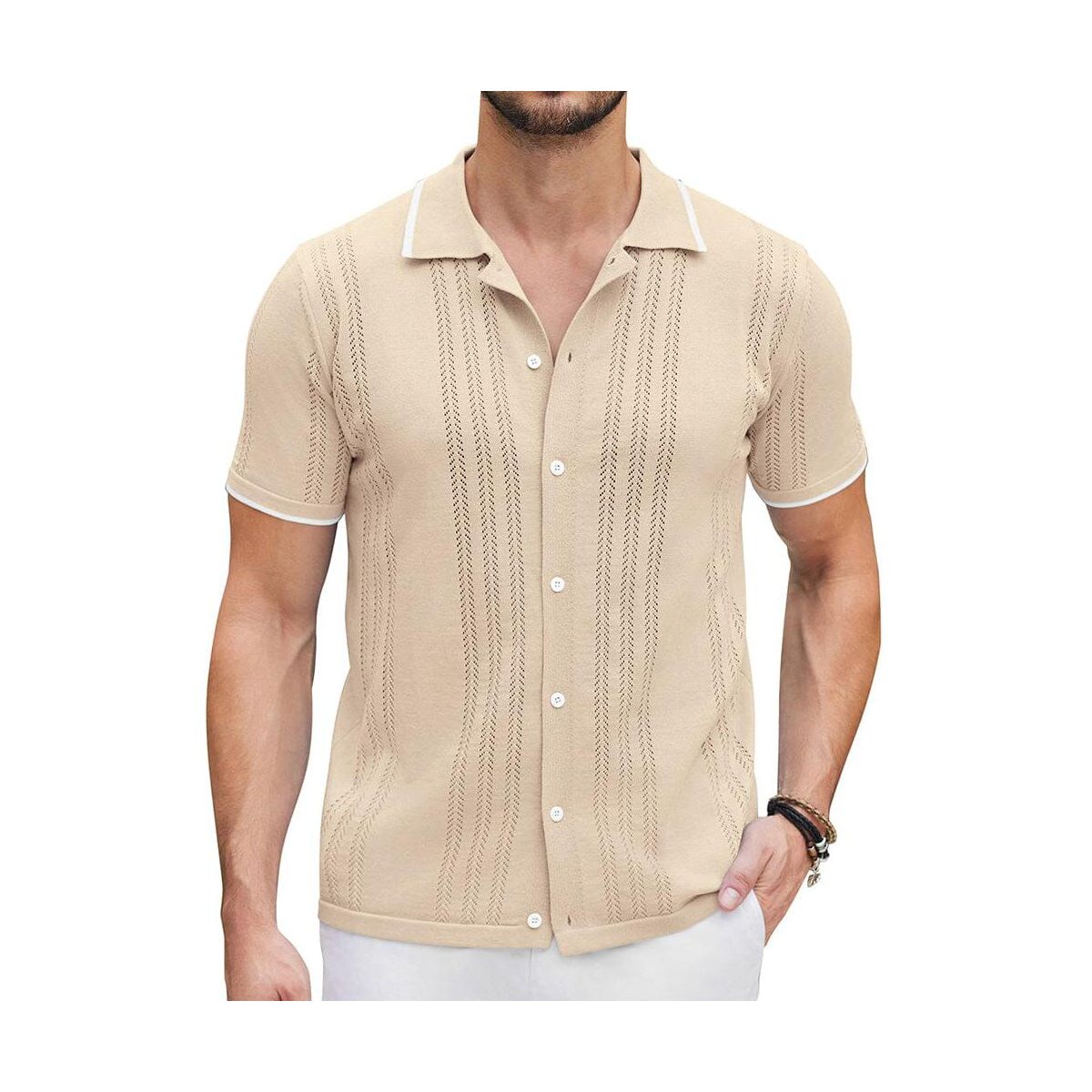 Camicia da uomo in maglia con bottoni